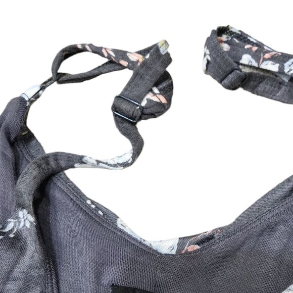 Torri Breezy Grey Floral Flowy Stretch Lined ruffle Mini Dress Plus Size 00 - Picture 3 of 7